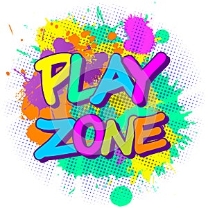 Colorful paint splashes with play zone emblem for children playground for play and fun