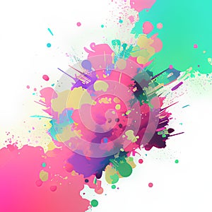 Colorful paint splashes on white background. Grunge vector illustration.