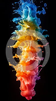 Colorful Paint Splashing on Black Background photo