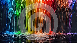 Colorful paint splashing in water