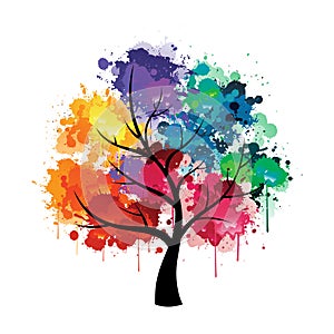 Colorful paint splat tree design