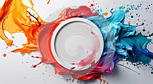 Colorful Paint Splats on a White Background photo