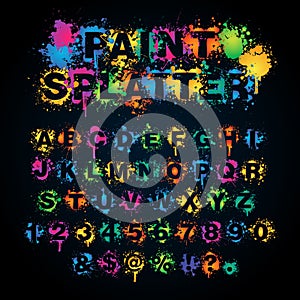 Colorful paint splatter alphabet photo