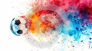 Colorful Paint Splattered Soccer Ball