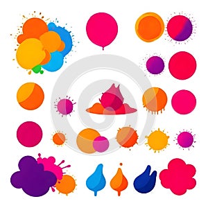 colorful paint splatters and holid design shapes on a white background