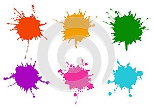 Colorful paint splatters.Paint splashes set.Vector illustration design