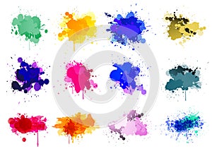 Colorful paint splatters - set of 12