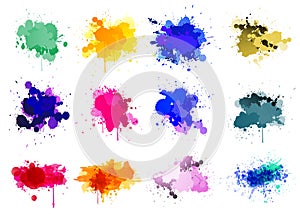 Colorful paint splatters - set of 12 photo