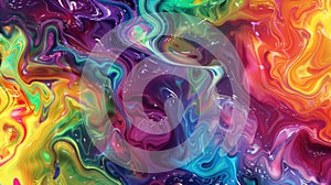 Colorful Paint Swirls and Blends in Water photo