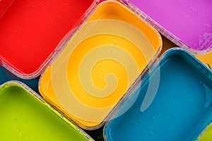 Colorful paint trays