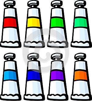 colorful paint tubes vector illustration