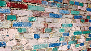 Colorful Painted Brick Wall Texture Background