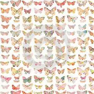 Colorful painted butterfly background pattern