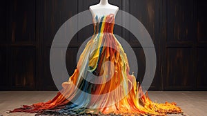 Colorful Painted Dress: Surreal Sculpture Inspired Fashion