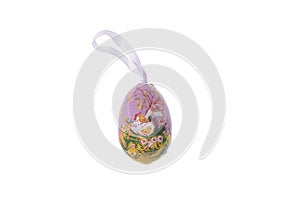 Colorful painted easter egg for decorative purposes, isolated on white background