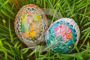 Colorful painted easter eggs