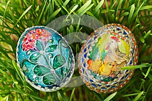 Colorful painted easter eggs