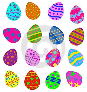 Colorful painted Easter eggs isolated on white