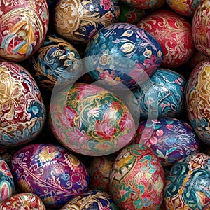 Colorful painted easter eggs, seamless repeating pattern