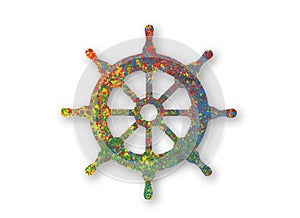 Colorful painted rudder symbol