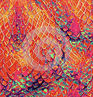 Colorful painted scales. Abstract digital art.