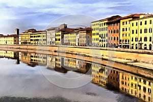 Colorful painting of Arno river