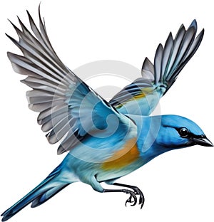 A Colorful painting of Blue-gray Tanager bird. AI-generated.