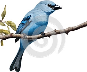 A Colorful painting of Blue-gray Tanager bird. AI-generated. photo