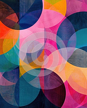 a colorful painting of circles on a blue background