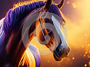 colorful painting of a horse bokeh background. ai generative