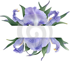 Colorful painting of Iris floral frame. AI-Generated.