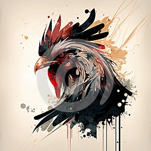 Colorful Painting of a Rooster