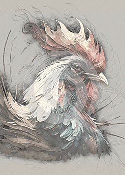 Colorful Painting of a Rooster