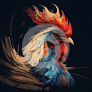Colorful Painting of a Rooster