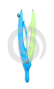 Colorful pair of compasses isolated. School stationery