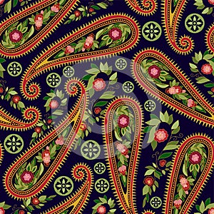 Colorful Paisley pattern for textile, cover, wrapping paper, web. Ethnic vector wallpaper with decorative elements