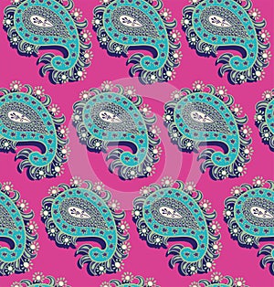 Colorful Paisley pattern for textile, cover, wrapping paper, web. Ethnic vector wallpaper with decorative elements