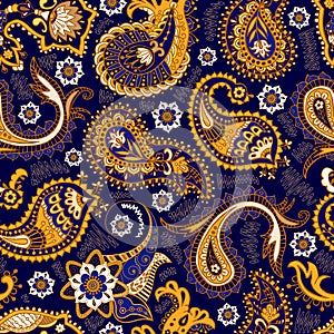 Colorful Paisley seamless pattern. Original decorative backdrop