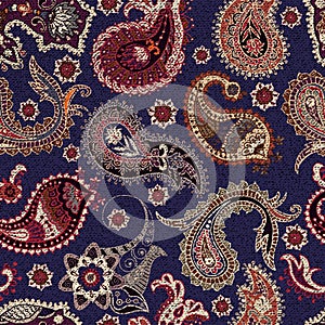 Colorful Paisley seamless pattern. Original decorative backdrop