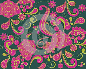 Colorful Paisley seamless pattern. Original decorative backdrop. Indian wallpaper