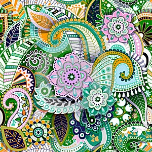 Colorful Paisley seamless pattern. Original decorative backdrop photo