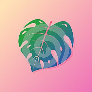 Colorful palm leaf illustrator. Color concept. Gradient leaf