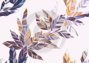 Colorful palm leaves seamless wallpaper vector. Minimal floral spring fashion fabric print.