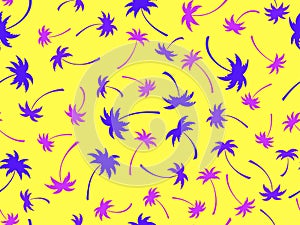 Colorful palm trees seamless pattern. Tropical jungle pop art style, exotic background for advertising, postcards, poster and