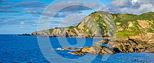 Colorful panorama of the north coast of Devon