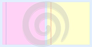 Colorful paper with 2 vertical lines left. Empty pastel note blanks vector set for copy space, writing paper. Remember blanks.