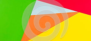 Yellow, red, green, blue and orange color paper banner background