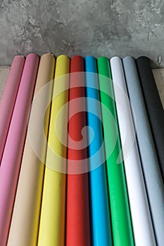 Colorful paper backgrounds for a photo studio. New paper backgrounds.