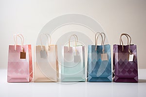 Colorful Paper Bags on White Background