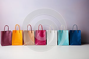 Colorful Paper Bags on White Background